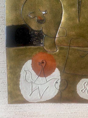 Superbe composition surréaliste peinture sur cuivre Miro Dali Picasso