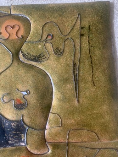 Superbe composition surréaliste peinture sur cuivre Miro Dali Picasso
