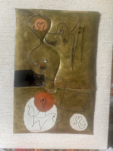 Superbe composition surréaliste peinture sur cuivre Miro Dali Picasso