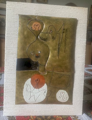 Superbe composition surréaliste peinture sur cuivre Miro Dali Picasso
