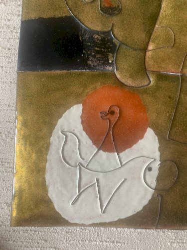 Superbe composition surréaliste peinture sur cuivre Miro Dali Picasso