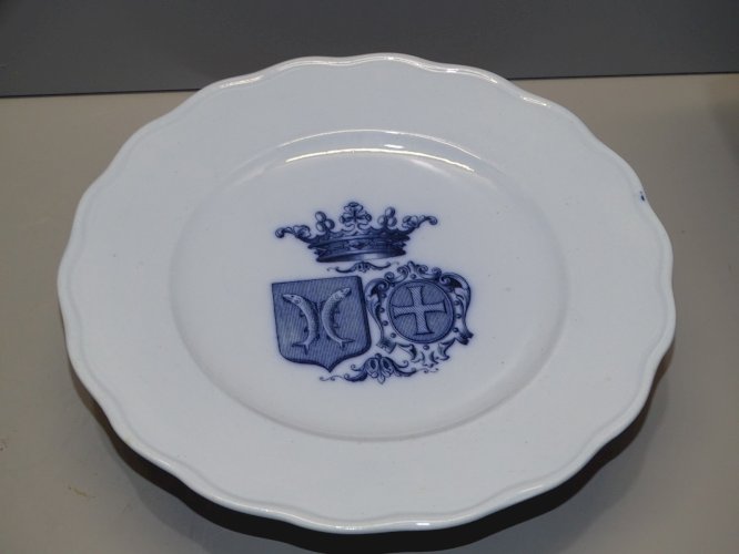 SUPERBE COMPOTIER 2 MARIAGE FAÏENCE ANGLAISE CAULDON ARMOIRIES COURONNE BLASON D