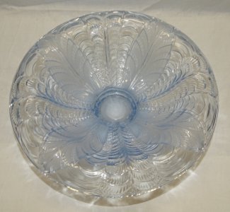 BEAUTIFUL BLUE ART DECO GLASS BOWL DECORATED WITH FLOWER PETALS UNSIGNED D