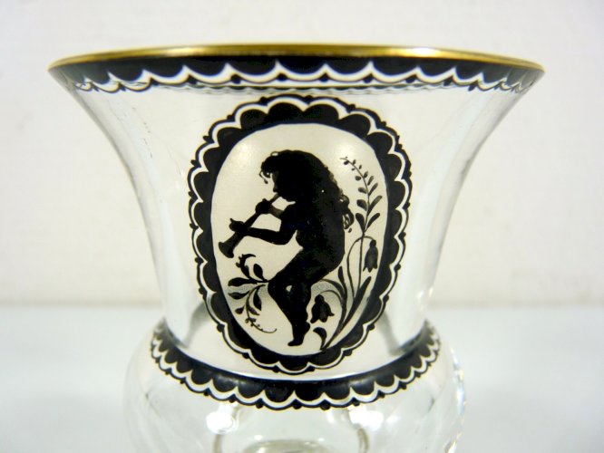 Superbe Coupe Médicis Cristal Taillé Baccarat XIX° Décor Peint et Or H - 11,3 cm