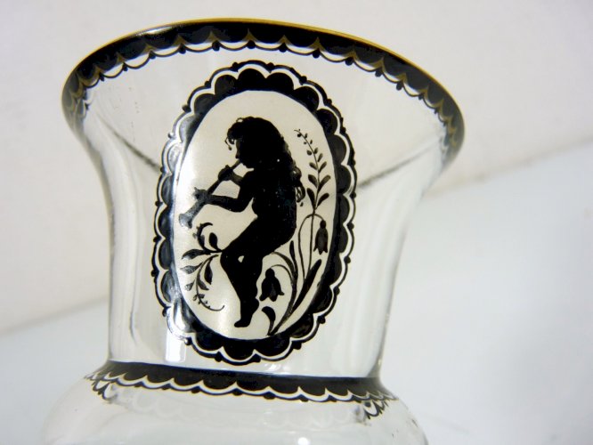 Superbe Coupe Médicis Cristal Taillé Baccarat XIX° Décor Peint et Or H - 11,3 cm