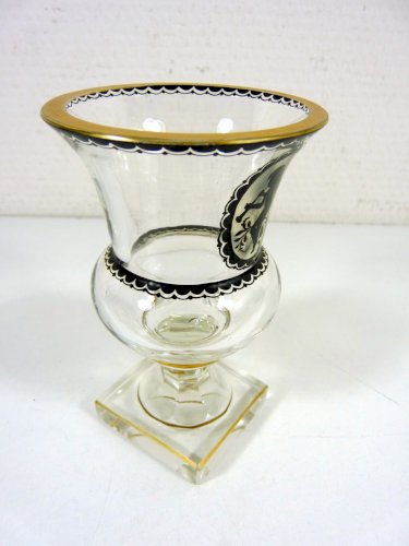 Superbe Coupe Médicis Cristal Taillé Baccarat XIX° Décor Peint et Or H - 11,3 cm