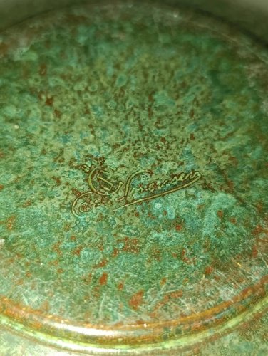 superbe coupe signée Carl Sorensen en bronze datant des années 1930-1940 en bon etat