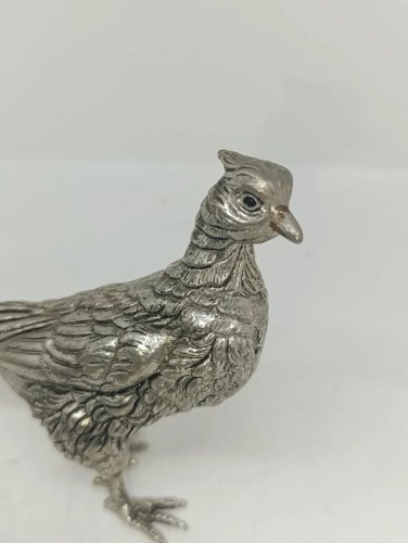 superbe couple de faisan en bronze argent en bon eta