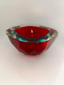 superbe et rare vide poche bol sommerso de murano à facette en bon etat