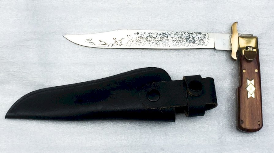 SUPERBE & GRAND COUTEAU / POIGNARD PLIANT LÉOPARD POST WW2 XX ORIGINAL