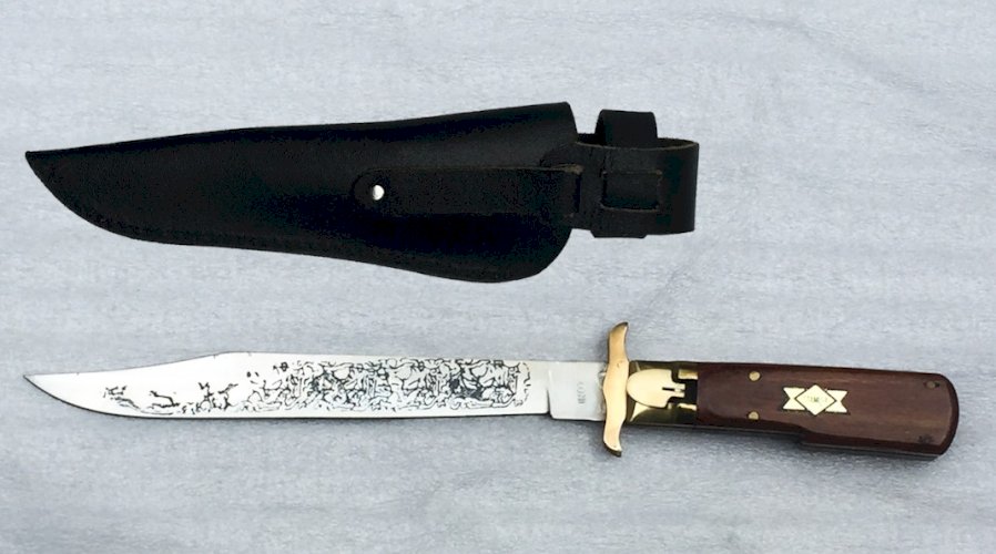 SUPERBE & GRAND COUTEAU / POIGNARD PLIANT LÉOPARD POST WW2 XX ORIGINAL