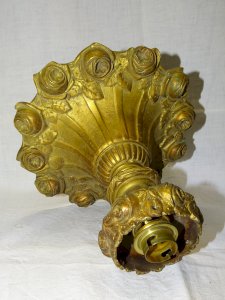 SUPERB LARGE BRONZE CEILING LIGHT with ROSE decoration engraved YG on the inside D
