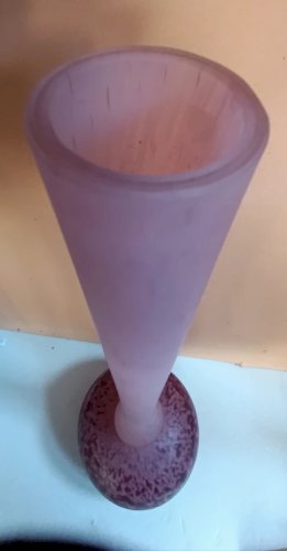 superbe grand vase berluze (52cm) rose mouchete attribué à André Delatte  en bon etat