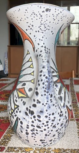 superbe grand vase en céramique de Vallauris décor abstrait au soleil 1960's