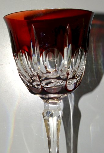 - SUPERBE GRAND VERRE A VIN CRISTAL BI COLORE ROUGE & INCOLORE COLLECTION    D