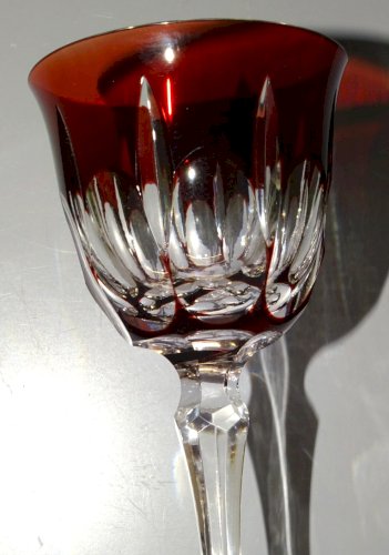 - SUPERBE GRAND VERRE A VIN CRISTAL BI COLORE ROUGE & INCOLORE COLLECTION    D
