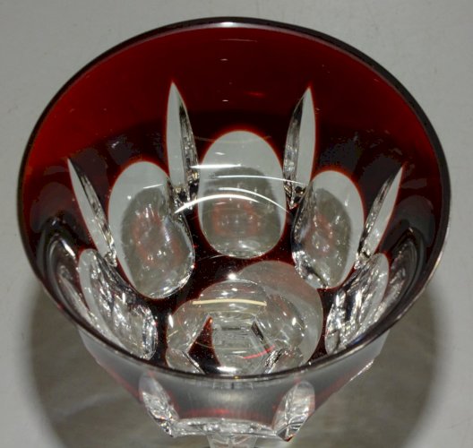 - SUPERBE GRAND VERRE A VIN CRISTAL BI COLORE ROUGE & INCOLORE COLLECTION    D