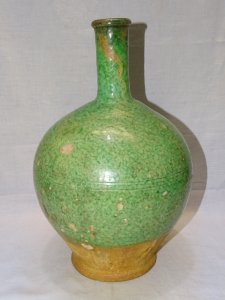 -SUPERBE GRANDE BOUTEILLE TERRE CUITE EMAILLEE CHAPELLE DES POTS  COLLECTION   D
