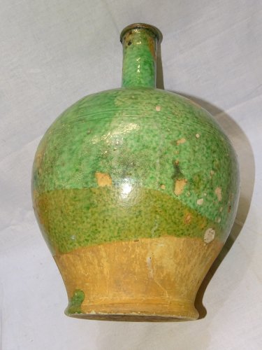 -SUPERBE GRANDE BOUTEILLE TERRE CUITE EMAILLEE CHAPELLE DES POTS  COLLECTION   D