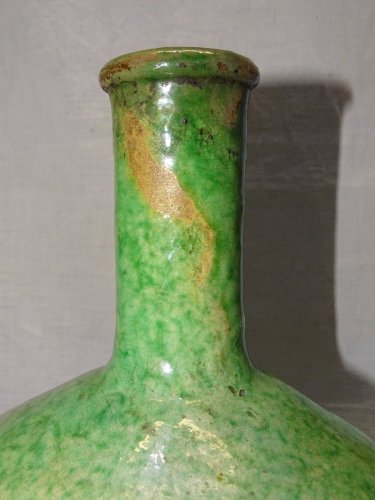 -SUPERBE GRANDE BOUTEILLE TERRE CUITE EMAILLEE CHAPELLE DES POTS  COLLECTION   D
