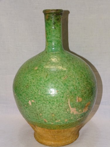 -SUPERBE GRANDE BOUTEILLE TERRE CUITE EMAILLEE CHAPELLE DES POTS  COLLECTION   D