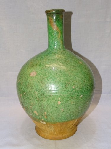 -SUPERBE GRANDE BOUTEILLE TERRE CUITE EMAILLEE CHAPELLE DES POTS  COLLECTION   D