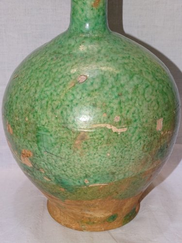 -SUPERBE GRANDE BOUTEILLE TERRE CUITE EMAILLEE CHAPELLE DES POTS  COLLECTION   D