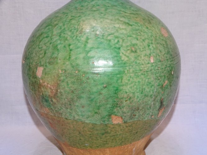 -SUPERBE GRANDE BOUTEILLE TERRE CUITE EMAILLEE CHAPELLE DES POTS  COLLECTION   D