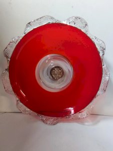 stunning large glass bowl typical of Murano with an inlay of a piece from the city of Paris