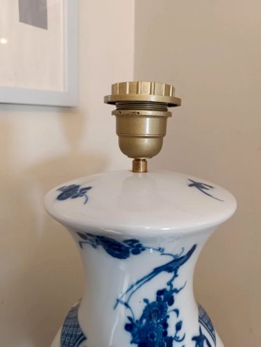 superbe grande lampe en porcelaine de limoges signé Bernardaud decor asiatique en bon etat