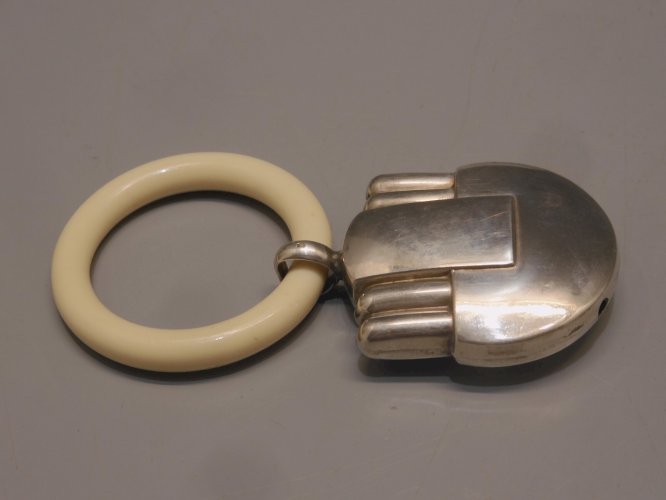 -SUPERBE HOCHET ART DECO ARGENT Poinçon Sanglier + Orfèvre ANNEAU BAKELITE    D