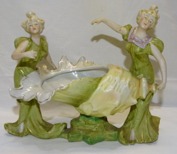 -SUPERBE JARDINIERE ART NOUVEAU EN PORCELAINE DEBUT XXe VIDE POCHE VITRINE   D