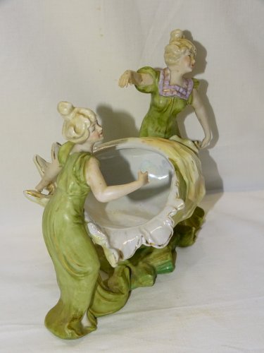 -SUPERBE JARDINIERE ART NOUVEAU EN PORCELAINE DEBUT XXe VIDE POCHE VITRINE   D