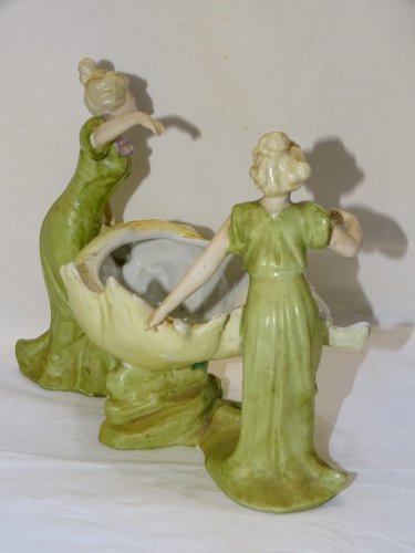 -SUPERBE JARDINIERE ART NOUVEAU EN PORCELAINE DEBUT XXe VIDE POCHE VITRINE   D