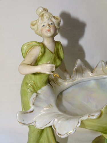-SUPERBE JARDINIERE ART NOUVEAU EN PORCELAINE DEBUT XXe VIDE POCHE VITRINE   D