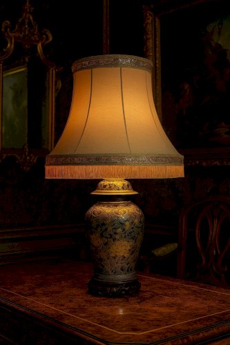 Superbe lampe en porcelaine de Paris Pièce unique années 1960 Noir Et Or