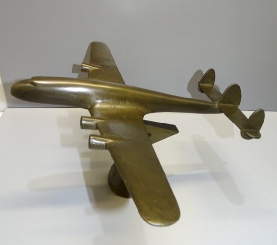 -SUPERBE MAQUETTE AVION LANCASTER U.S.A en BRONZE TRAVAIL ARTISANAL COLLECTION D