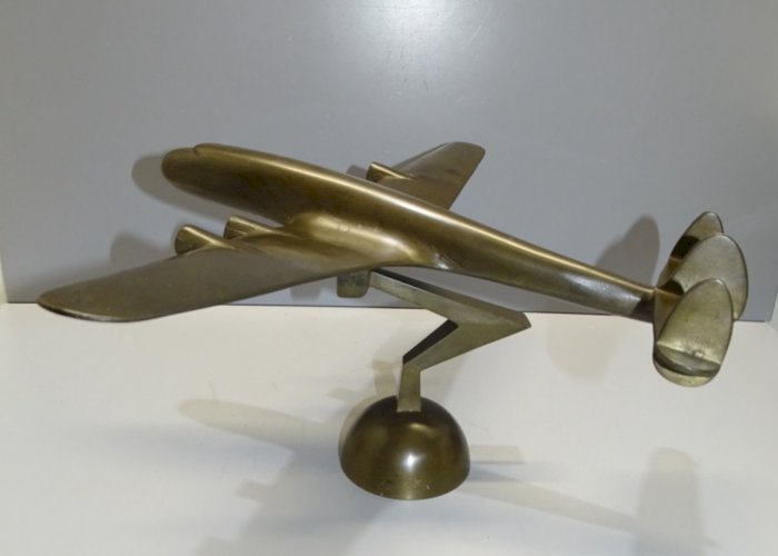 -SUPERBE MAQUETTE AVION LANCASTER U.S.A en BRONZE TRAVAIL ARTISANAL COLLECTION D