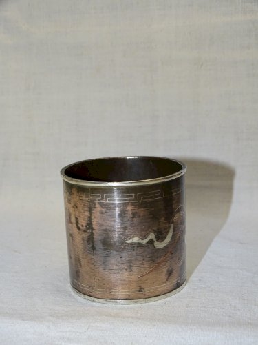 -SUPERBE NECESSAIRE FUMEUR OPIUM JAPON CUIVRE INCRUSTATIONS ARGENT COLLECTION  D
