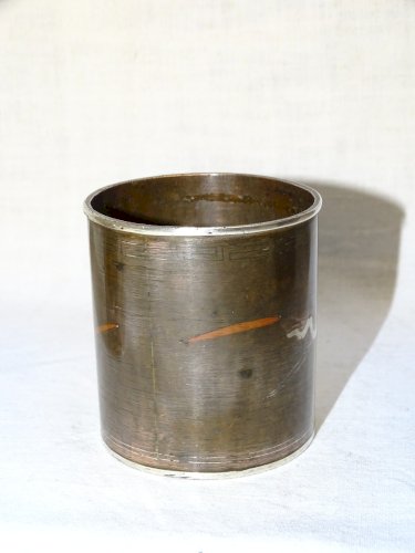 -SUPERBE NECESSAIRE FUMEUR OPIUM JAPON CUIVRE INCRUSTATIONS ARGENT COLLECTION  D