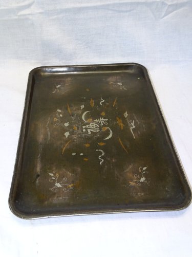 -SUPERBE NECESSAIRE FUMEUR OPIUM JAPON CUIVRE INCRUSTATIONS ARGENT COLLECTION  D