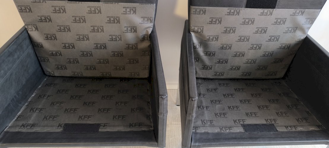✨? Superbe paire de fauteuils KFF « Texas » en cuir noir anthracite – Karl Friedrich Förster – Allemagne, années 1980 ?✨
