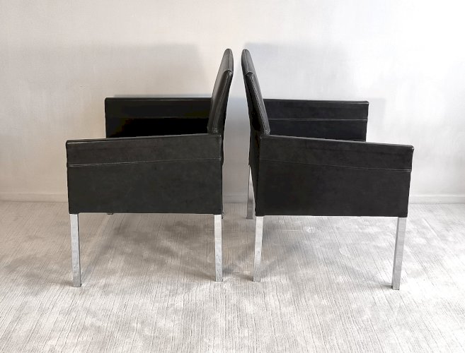 ✨? Superbe paire de fauteuils KFF « Texas » en cuir noir anthracite – Karl Friedrich Förster – Allemagne, années 1980 ?✨