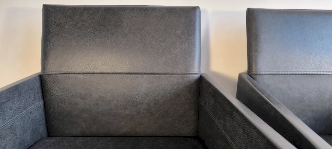 ✨? Superbe paire de fauteuils KFF « Texas » en cuir noir anthracite – Karl Friedrich Förster – Allemagne, années 1980 ?✨