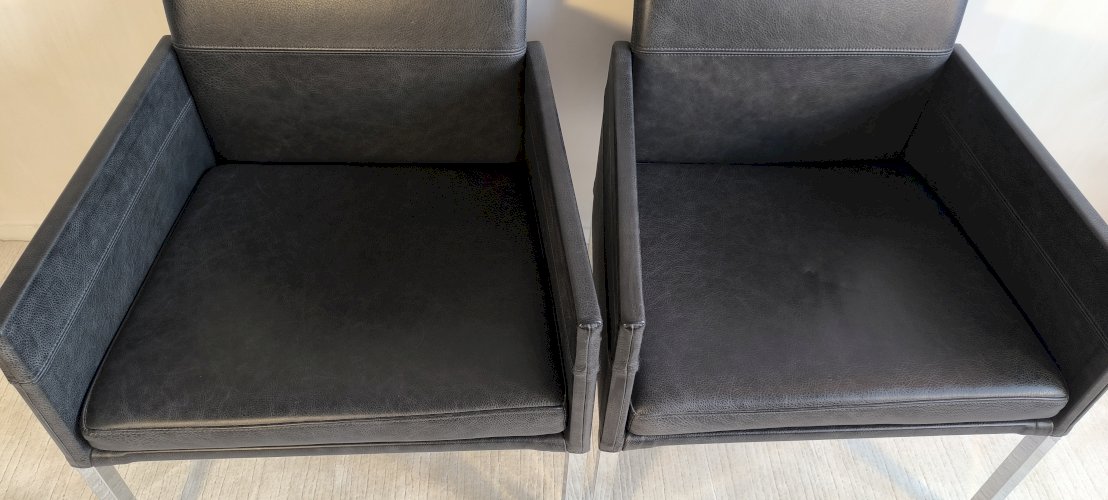 ✨? Superbe paire de fauteuils KFF « Texas » en cuir noir anthracite – Karl Friedrich Förster – Allemagne, années 1980 ?✨