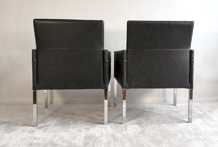 ✨? Superbe paire de fauteuils KFF « Texas » en cuir noir anthracite – Karl Friedrich Förster – Allemagne, années 1980 ?✨