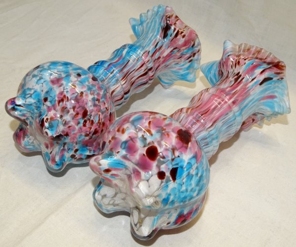 -SUPERBE PAIRE de VASES LEGRAS Verrerie de Clichy fin XIXe BLANC ROSE BLEU     D