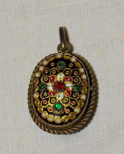 -SUPERBE PENDENTIF PORTE PHOTOS EMAUX BRESSANS XIXe Monture ARGENT VERMEIL