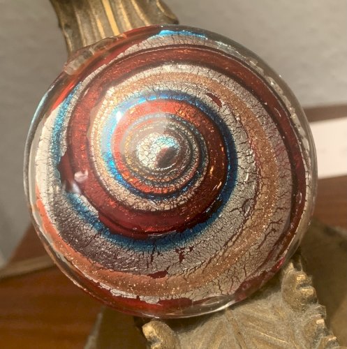 superbe pendentif rond verre artistique irisé Murano vintage