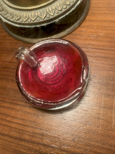 superbe pendentif rond verre artistique irisé Murano vintage